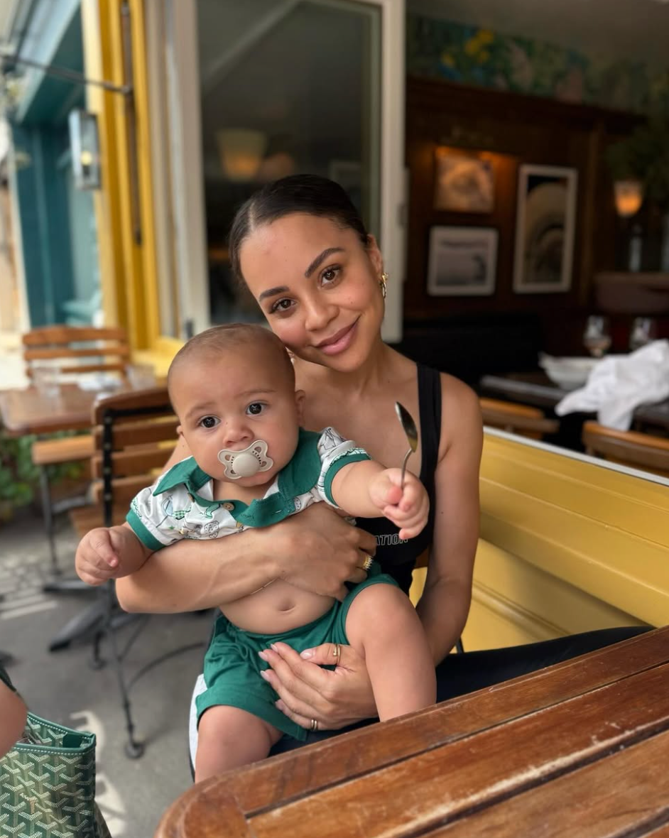 Celebrity Trainer and Pre and Post natal specialist Aimee Victoria Long with her son.